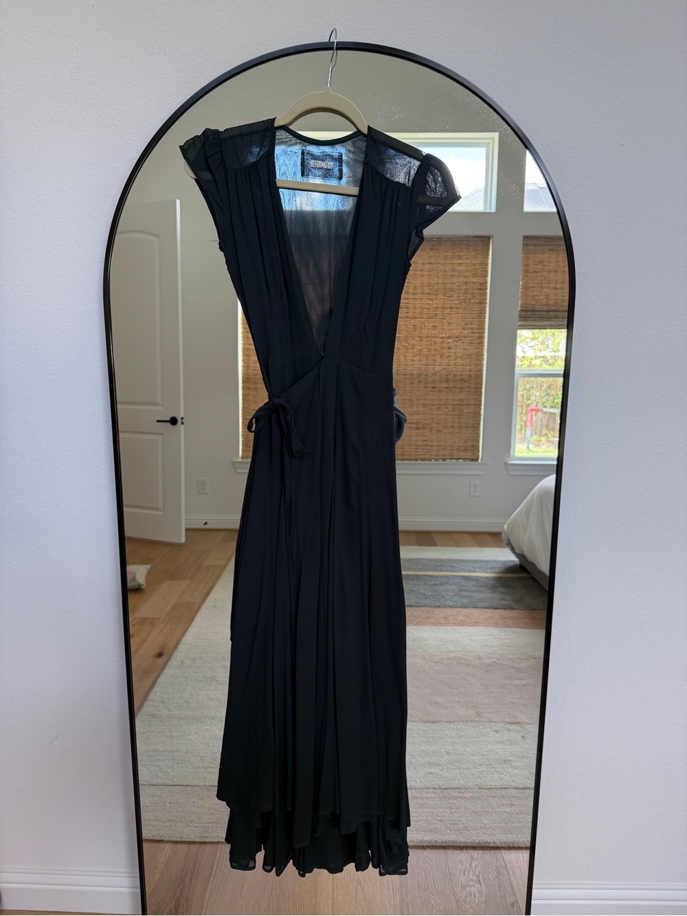Reformation Black V-Neck Wrap Maxi Dress